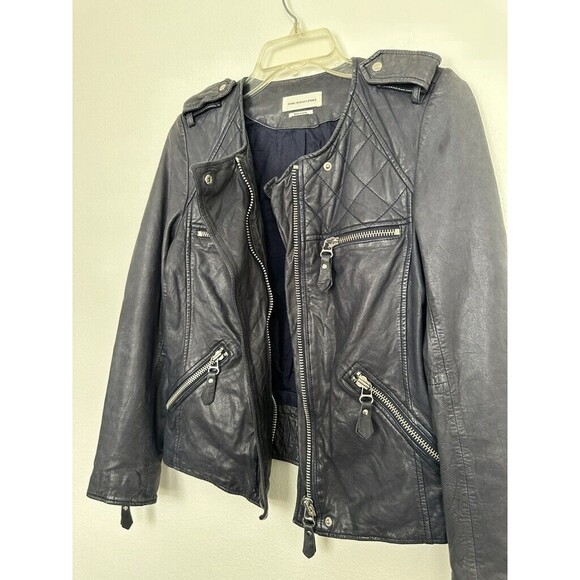 Isabel Marant Étoile Kady Quilted Washed Lamb Leather Jacket Ink Blue Size 38 - Picture 8 of 16